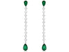1.78CT DIAMOND & AAA EMERALD 14KT WHITE GOLD ROUND & PEAR SHAPE HANGING EARRINGS