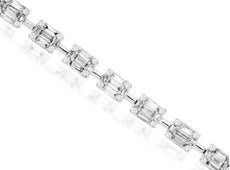 2.1CT DIAMOND 14K WHITE GOLD ROUND & BAGUETTE SQUARE BY THE YARD TENNIS BRACELET