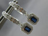 1.06CT DIAMOND & AAA SAPPHIRE 14K WHITE GOLD 3D CLASSIC HUGGIE HANGING EARRINGS