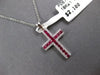 ESTATE .65CT DIAMOND & AAA RUBY 14KT WHITE GOLD CLASSIC CROSS FLOATING PENDANT