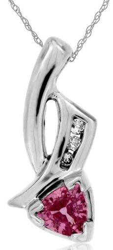 .48CT DIAMOND & AAA PINK SAPPHIRE 14KT WHITE GOLD TRILLION & ROUND FUN PENDANT