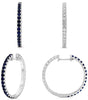 2.0CT DIAMOND & AAA SAPPHIRE 14KT WHITE GOLD DOUBLE SIDED HOOP HANGING EARRINGS