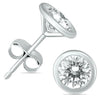 .50CT DIAMOND 14KT WHITE GOLD 3D CLASSIC SOLITAIRE BEZEL MARTINI STUD EARRINGS