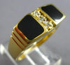 .09CT DIAMOND & AAA ONYX 14KT YELLOW GOLD 3D SQUARE HANDCRAFTED MENS RING #23110