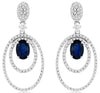 1.9CT DIAMOND & AAA SAPPHIRE 14KT WHITE GOLD OVAL & ROUND FUN HANGING EARRINGS