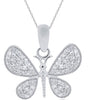 ESTATE .35CT DIAMOND 14KT WHITE GOLD 3D CLASSIC BUTTERFLY LOVE FLOATING PENDANT