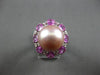 5.28CT DIAMOND & AAA PINK SAPPHIRE & PINK SOUTH SEA PEARL 18K WHITE GOLD 3D RING