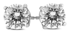 ESTATE 1.5CT DIAMOND 14KT WHITE GOLD 3D ROUND 4 PRONG SCREWBACK STUD EARRINGS