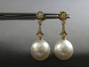 ESTATE .44CT DIAMOND & AAA SOUTH SEA PEARL 18KT YELLOW GOLD 3D HANGING EARRINGS