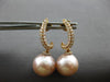 LARGE .48CT DIAMOND & AAA PINK SOUTH SEA PEARL 18KT ROSE GOLD HANGING EARRINGS