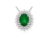 1.43CT DIAMOND & AAA EMERALD 14KT WHITE GOLD DOUBLE HALO FLOWER FLOATING PENDANT