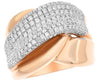 ESTATE LARGE 1.39CT DIAMOND 18KT ROSE GOLD CLASSIC MULTI ROW LOVE KNOT FUN RING