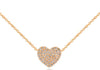 ESTATE .14CT DIAMOND 14K ROSE GOLD 3D CLASSIC ROUND PAVE HEART FUN LOVE NECKLACE