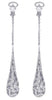 2.21CT DIAMOND 18K WHITE GOLD ROUND ELONGATED TEAR DROP CLIP ON HANGING EARRINGS