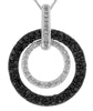 1.0CT WHITE & BLACK DIAMOND 14KT WHITE GOLD MULTI ROW CIRCULAR FLOATING PENDANT