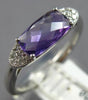 1.04CT DIAMOND & AAA AMETHYST 14KT WHITE GOLD 3D CUSHION & ROUND SEMI MOON RING