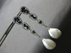 ESTATE EXTRA LARGE 4.38CT AAA SAPPHIRE & SOUTH SEA PEARL 18K WHITE GOLD EARRINGS