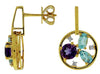 2.15CT DIAMOND & AAA MULTI GEM 14KT YELLOW GOLD MULTI SHAPE FUN HANGING EARRINGS