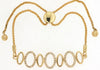 ESTATE .25CT DIAMOND 14KT YELLOW GOLD 3D ROUND OPEN OVAL FUN ADJUSTABLE BRACELET