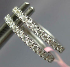 ESTATE .26CT DIAMOND 14K WHITE GOLD 3D CLASSIC OVAL HUGGIE HOOP HANGING EARRINGS