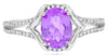1.45CT DIAMOND & AAA AMETHYST 14KT WHITE GOLD OVAL & ROUND LOVE FRIENDSHIP RING