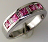 Estate 1.39Ct Diamond & AAA Pink Sapphire 14Kt White Gold 3D Channel Anniversary Ring