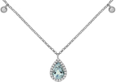 .77CT DIAMOND & AAA AQUAMARINE 14KT WHITE GOLD 3D TEAR DROP BY THE YARD NECKLACE