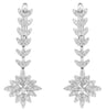 ESTATE LARGE 1.24CT DIAMOND 18K WHITE GOLD 3D FLOWER MULTI LEAF HANGING EARRINGS