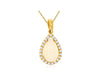 .89CT DIAMOND & AAA OPAL 14K YELLOW GOLD HALO CLASSIC TEAR DROP FLOATING PENDANT