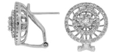 ESTATE 1.05CT DIAMOND 14KT WHITE GOLD CIRCULAR FILIGREE CLIP ON HANGING EARRINGS