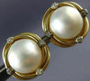ESTATE .22CT DIAMOND AAA MABE PEARL 14KT YELLOW GOLD 3D ROUND CLIP ON EARRINGS
