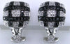 1.02CT WHITE & BLACK DIAMOND 14KT WHITE GOLD 3D CHECKER CLIP ON HANGING EARRINGS