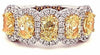 2.76CT WHITE & FANCY YELLOW DIAMOND 18K 2 TONE GOLD FIVE STONE ANNIVERSARY RING