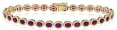 7.60CT DIAMOND & AAA RUBY 14KT YELLOW GOLD 3D OVAL & ROUND MULTI FLOWER BRACELET