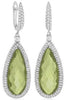 15.69CT DIAMOND & AAA GREEN AMETHYST 14KT WHITE GOLD PEAR SHAPE & ROUND EARRINGS