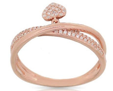 ESTATE .16CT DIAMOND 14KT ROSE GOLD ROUND CRISS CROSS X INFINITY HEART LOVE RING