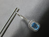 1.87CT DIAMOND & AAA BLUE TOPAZ 14KT WHITE GOLD HALO LEVERBACK HANGING EARRINGS
