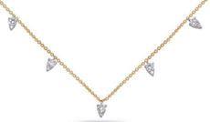 .44CT DIAMOND 14K 2 TONE GOLD 3D TRIANGULAR PEAR SHAPE BY THE YARD LOVE NECKLACE