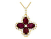 ESTATE 2.65CT DIAMOND & AAA RUBY 14KT YELLOW GOLD OVAL & ROUND FLOATING PENDANT