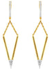 ESTATE .14CT DIAMOND 14KT YELLOW GOLD 3D TRIANGULAR GEOMETRICAL HANGING EARRINGS