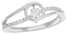 .24CT DIAMOND 14K WHITE GOLD 3D ROUND SOLITAIRE CIRSS CROSS FRIENDSHIP LOVE RING