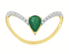 .52CT DIAMOND & AAA EMERALD 14K 2 TONE GOLD 3D PEAR SHAPE & ROUND BUTTERFLY RING