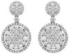 ESTATE 1.70CT DIAMOND 14KT WHITE GOLD 3D CLUSTER FLOWER HALO HANGING EARRINGS