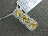 ESTATE 1.68CT WHITE & FANCY YELLOW DIAMOND 18KT 2 TONE GOLD HALO 3 STONE PENDANT