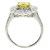 1.97CT WHITE & FANCY YELLOW DIAMOND 18KT 2 TONE GOLD 3D CUSHION ENGAGEMENT RING