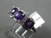 1.57CT DIAMOND & AAA AMETHYST 14KT WHITE GOLD CUSHION & ROUND 3 STONE HALO RING
