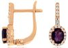 .80CT DIAMOND & AAA AMETHYST 14KT ROSE GOLD 3D FLOWER LEVERBACK HANGING EARRINGS