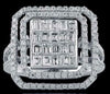 LARGE 1.53CT DIAMOND 18KT WHITE GOLD 3D ROUND & BAGUETTE INVISIBLE COCKTAIL RING