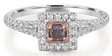 .72CT WHITE & PINK DIAMOND 18K WHITE & ROSE GOLD CUSHION FRIENDSHIP PROMISE RING