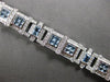 WIDE 8.28CT DIAMOND & AAA AQUAMARINE 18K WHITE GOLD 3D PRINCESS & ROUND BRACELET